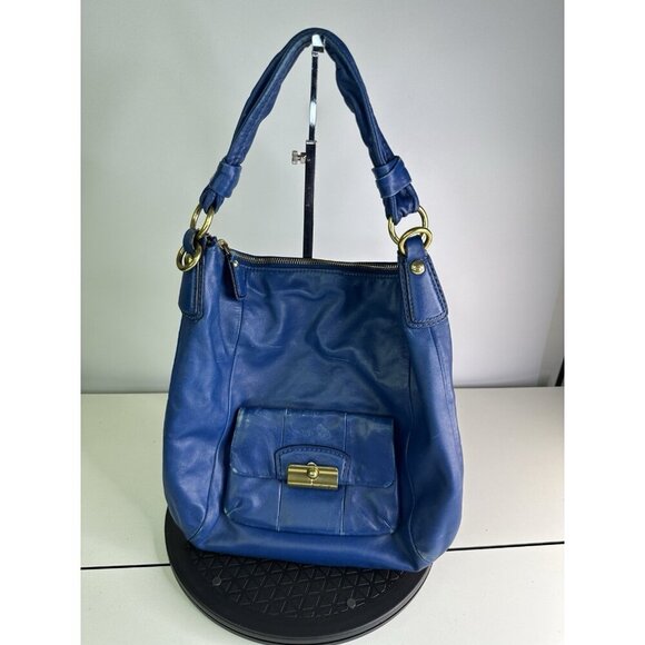 Coach Purse no B 1069 14783 Blue Leather Front Snap Shoulder Bag - Picture 1 of 9
